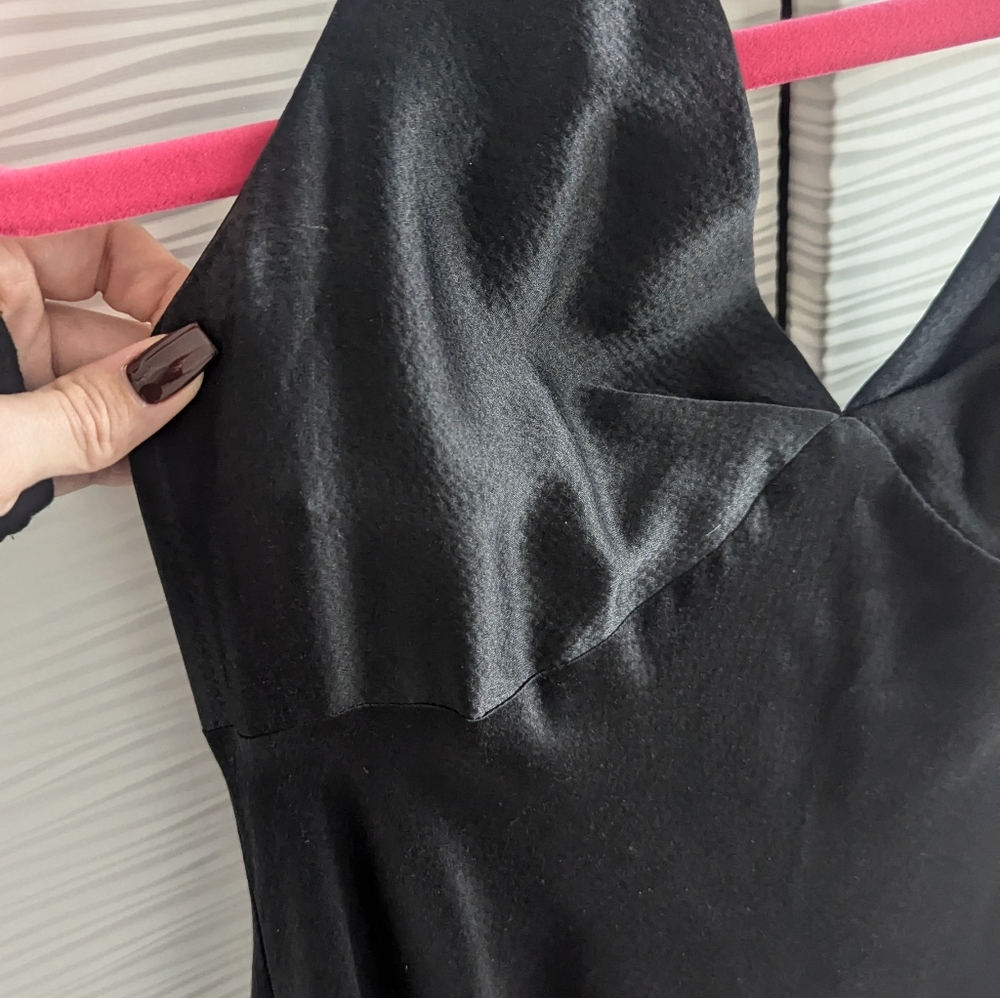 Vintage Y2K 2000s banana Republic 100% silk black halter dress - Picture 8 of 16